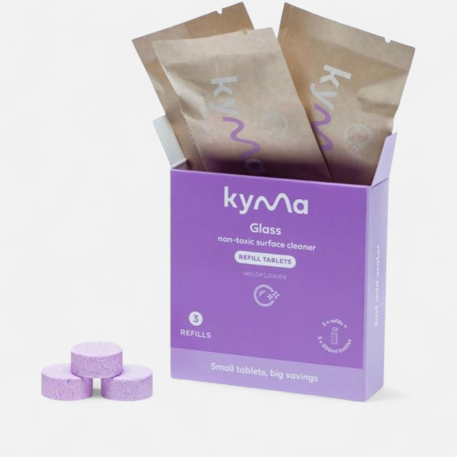 Kyma Lavender Glass Cleaner Refill Packs 35g (3 x 500ml)_0