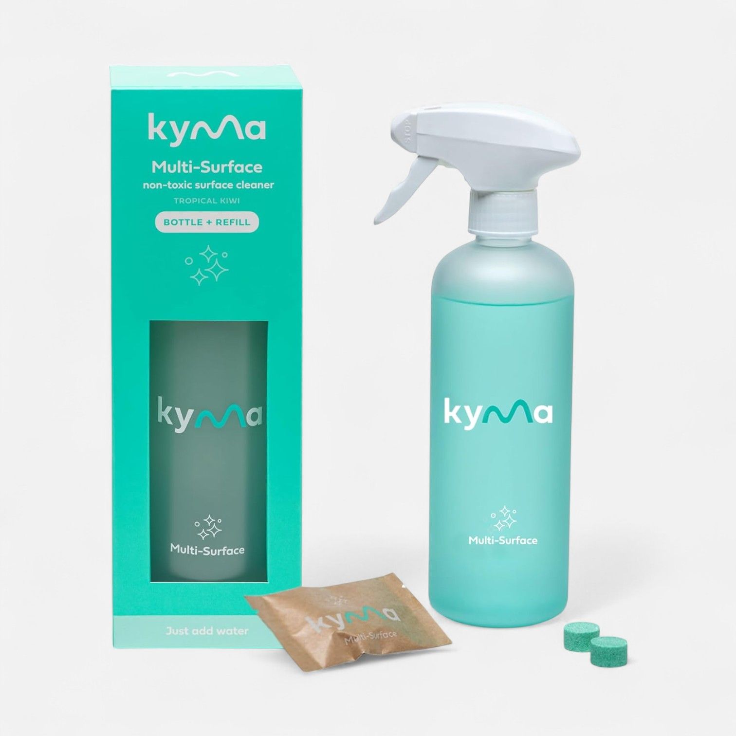 Kyma Mint Disinfectant Cleaner 500ml (Single Bottle Box 1pc + Refill, 115g)_0