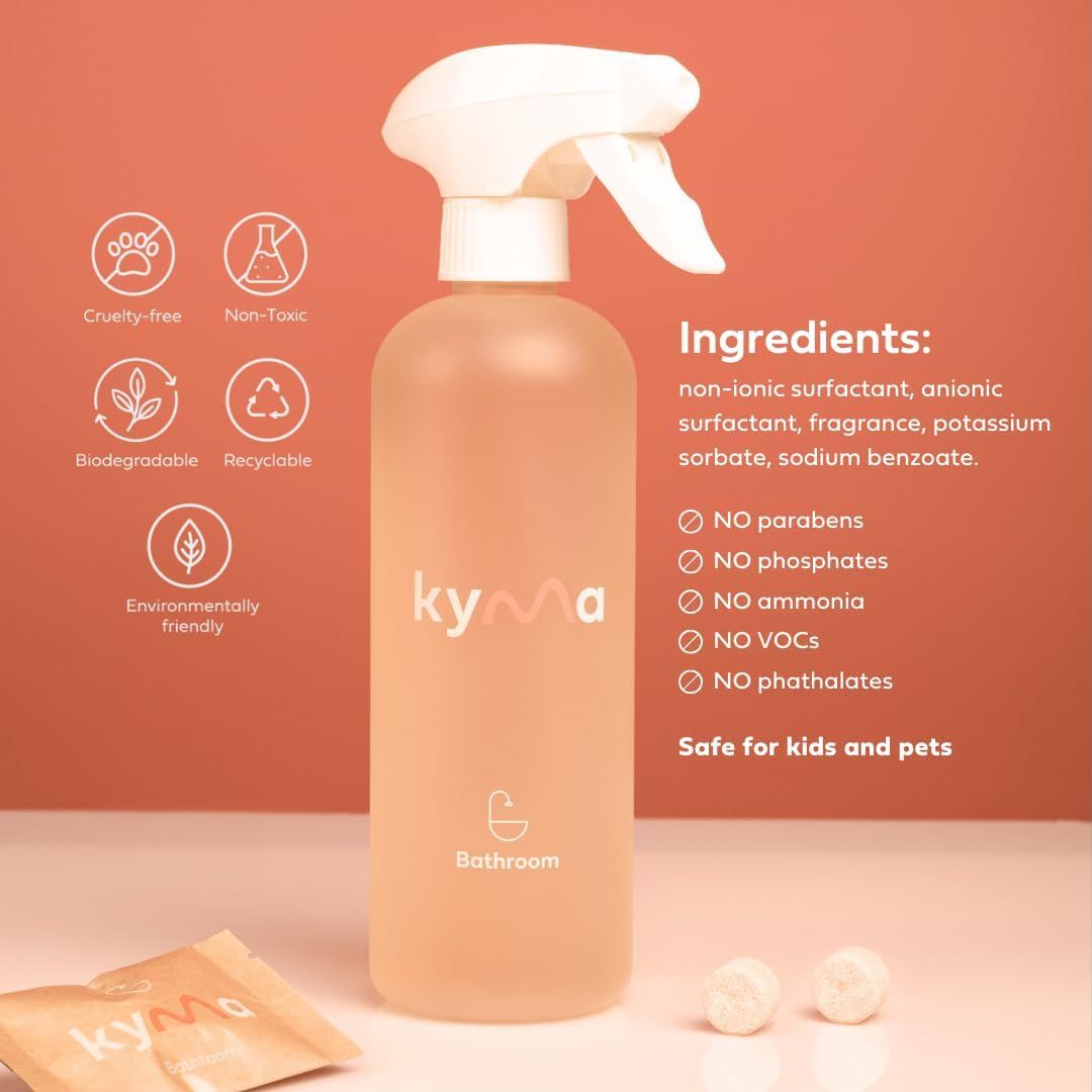 Kyma Peach Bathroom Cleaner 500ml (Single Bottle Box 1pc + Refill, 115g)_1