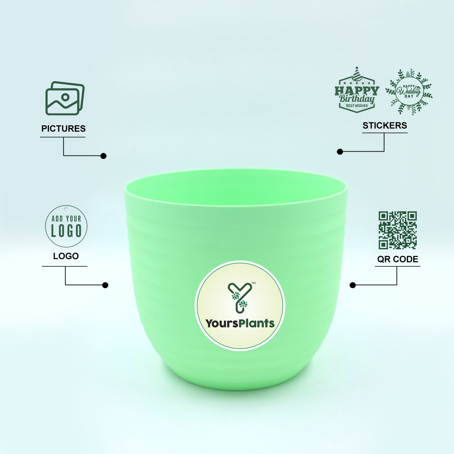 Green Verona Plants Pot for Home & Office Decor {Pack of 2}_3