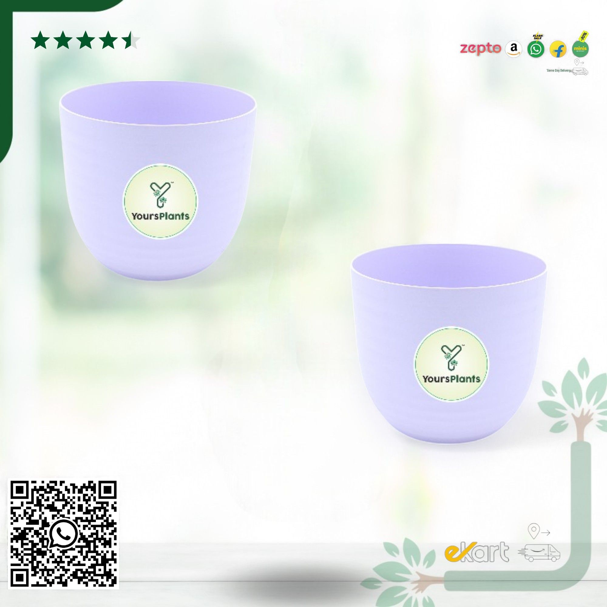 Purple Verona Plants Pot for Home & Office Decor {Pack of 2}_0