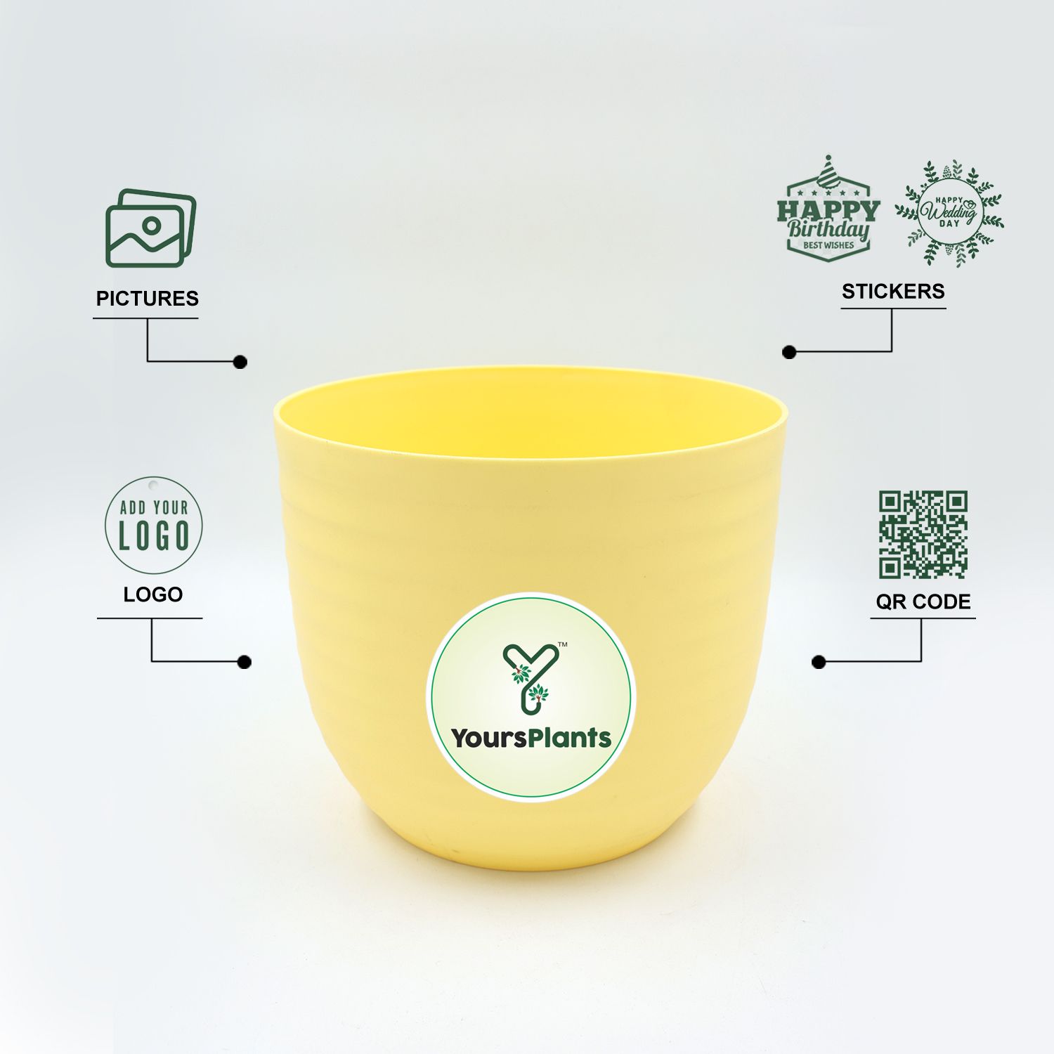 Yellow Verona Plants Pot for Home & Office Decor {Pack of 2}_3