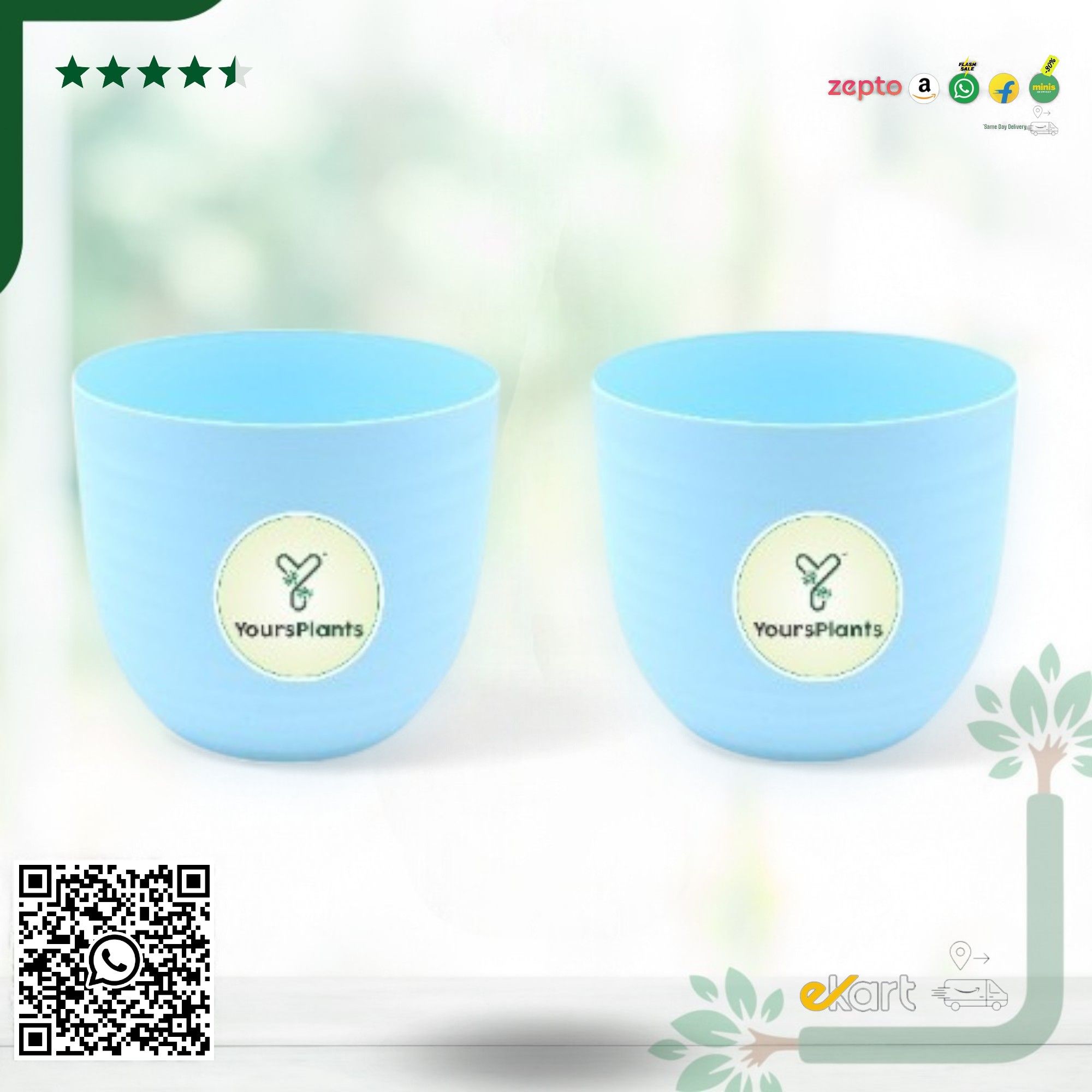 Blue Verona Plants Pot for Home & Office Decor {Pack of 2}_0