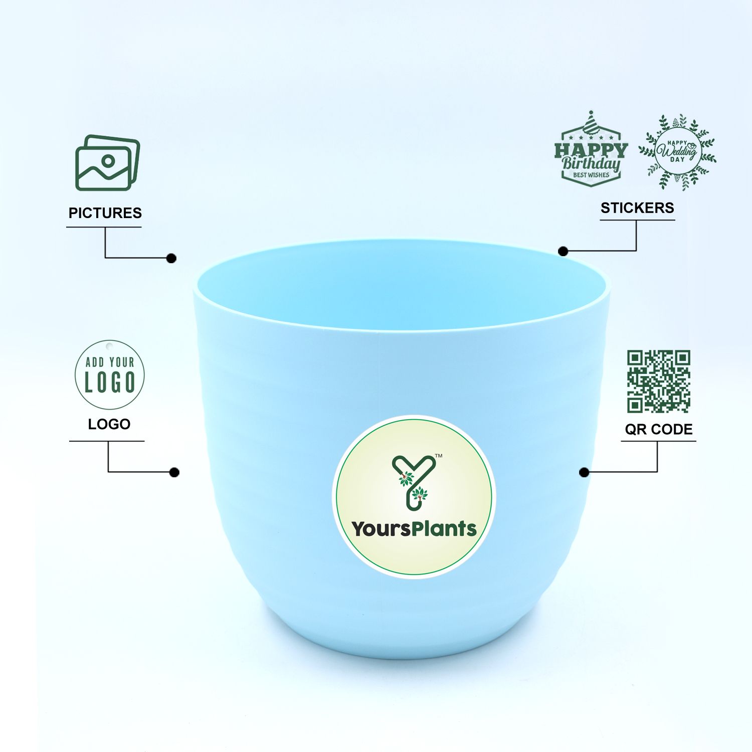 Blue Verona Plants Pot for Home & Office Decor {Pack of 2}_4