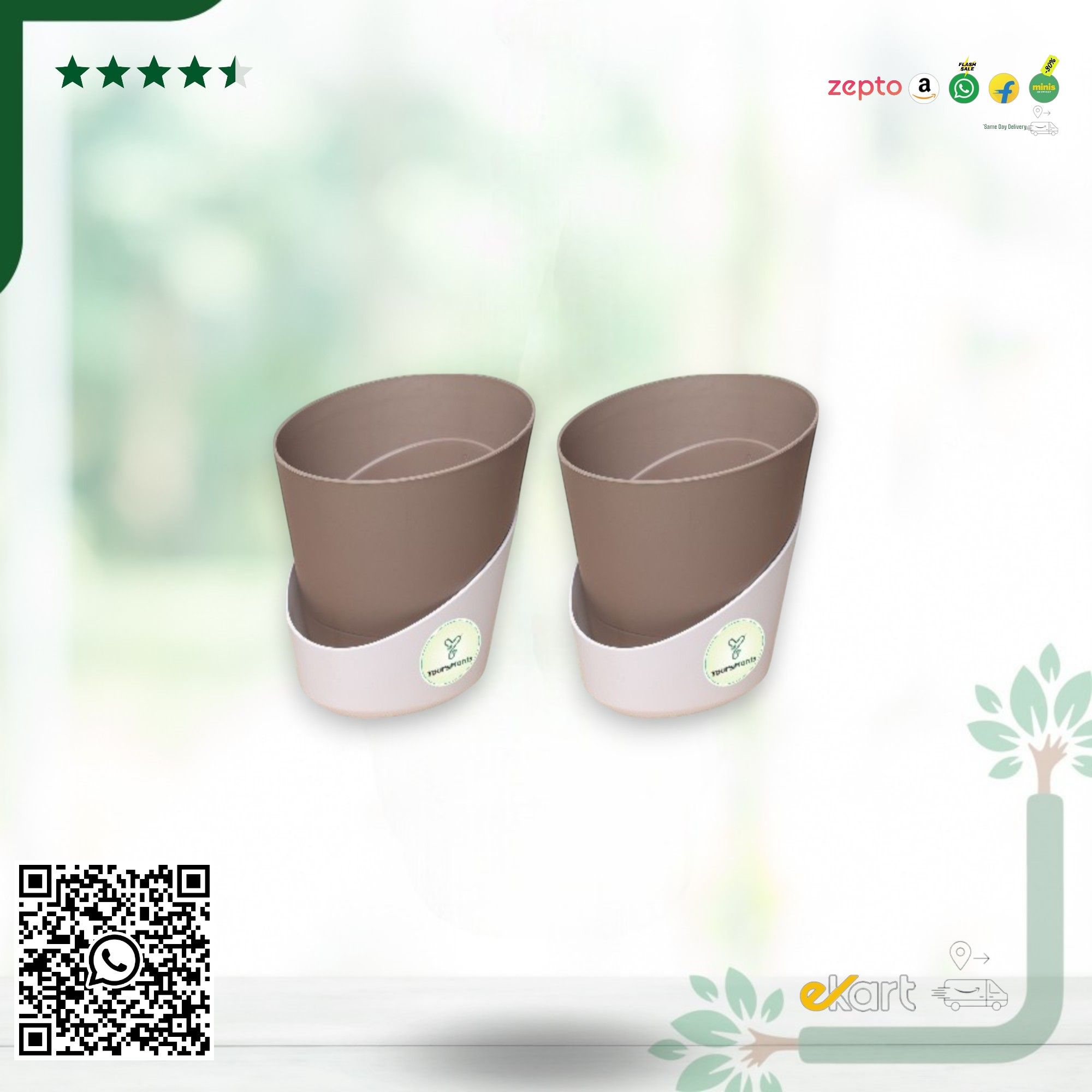 Mocca Atlantis Self Water Pots | Pack of 2 |_3