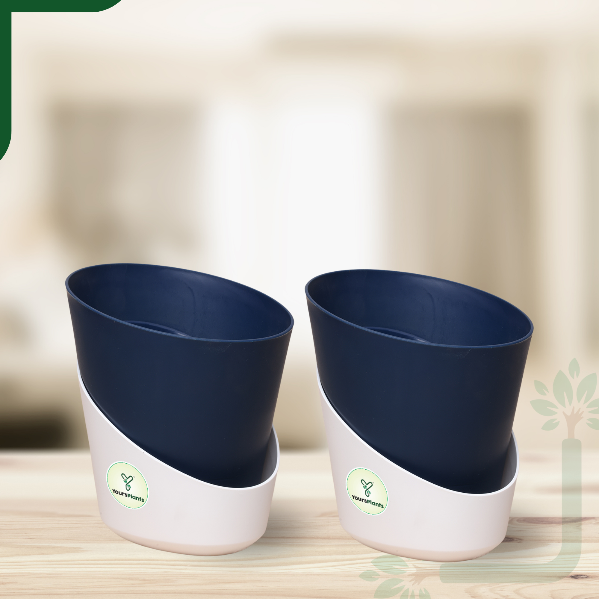 Navy Blue Atlantis Self Water Pots | Pack of 2_0