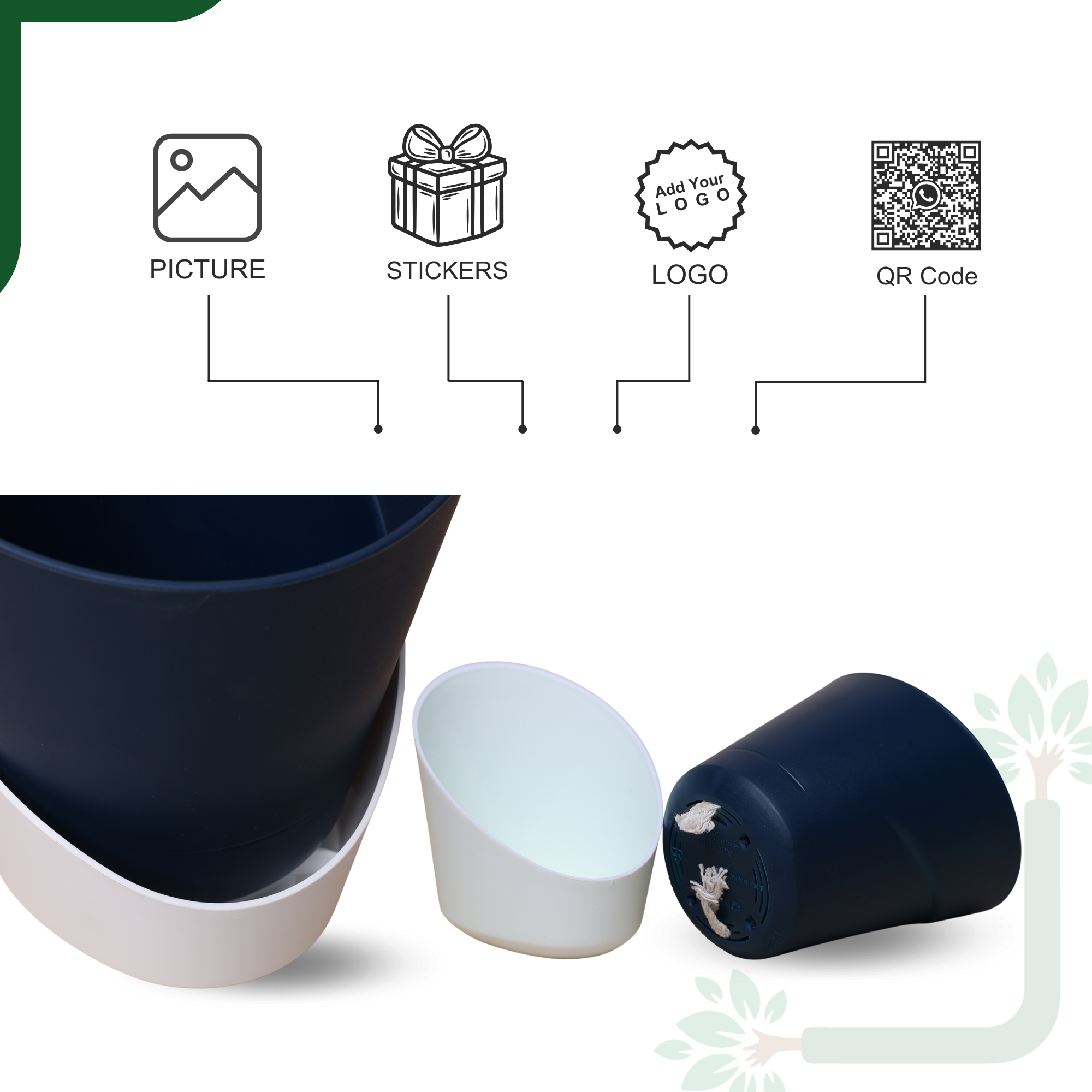 Navy Blue Atlantis Self Water Pots | Pack of 2_1