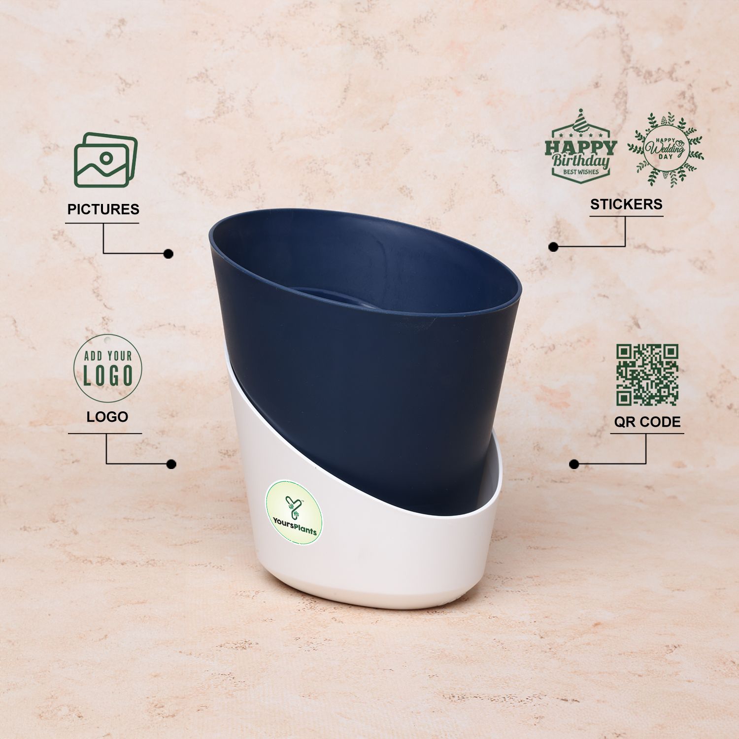 Navy Blue Atlantis Self Water Pots | Pack of 2_5