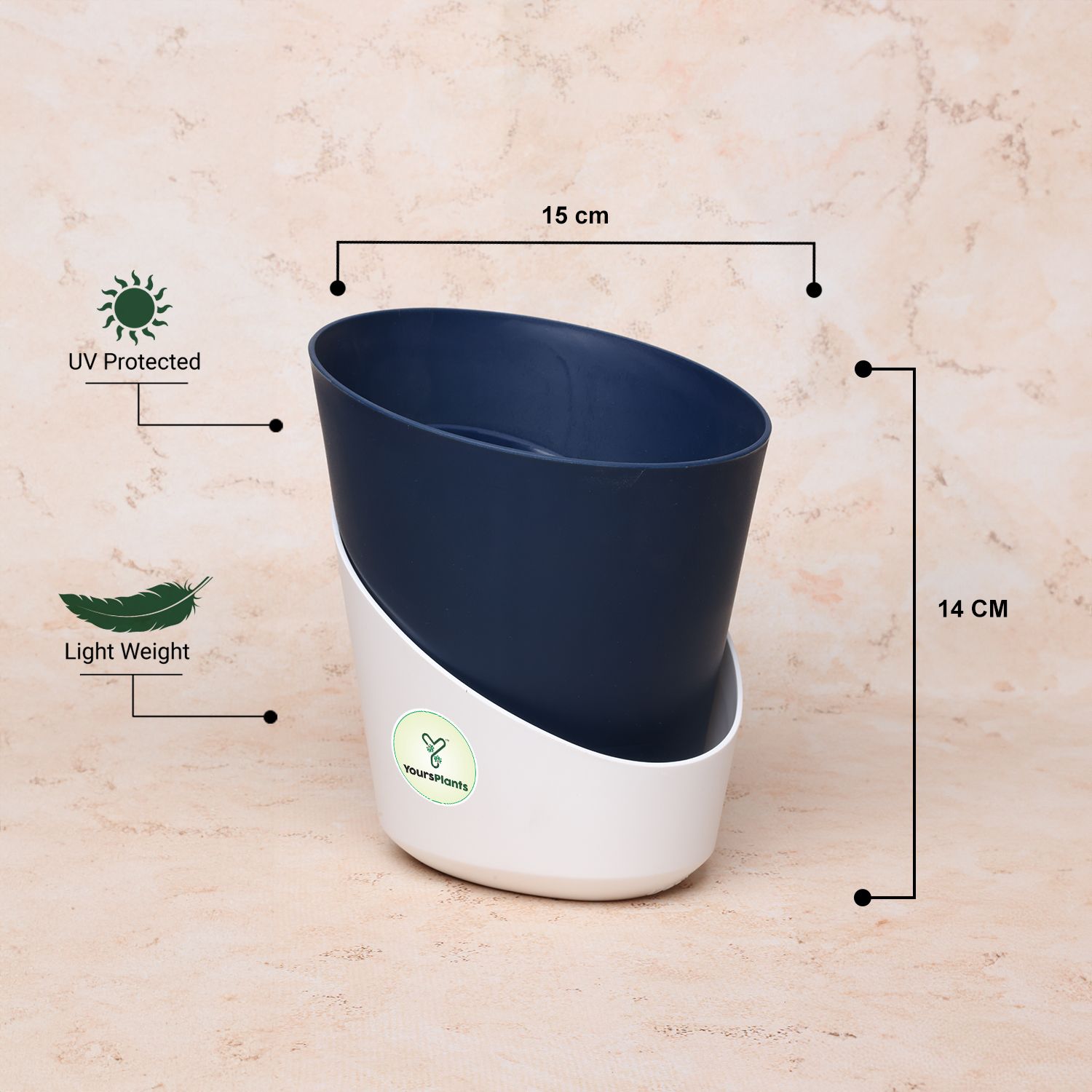 Navy Blue Atlantis Self Water Pots | Pack of 2_7