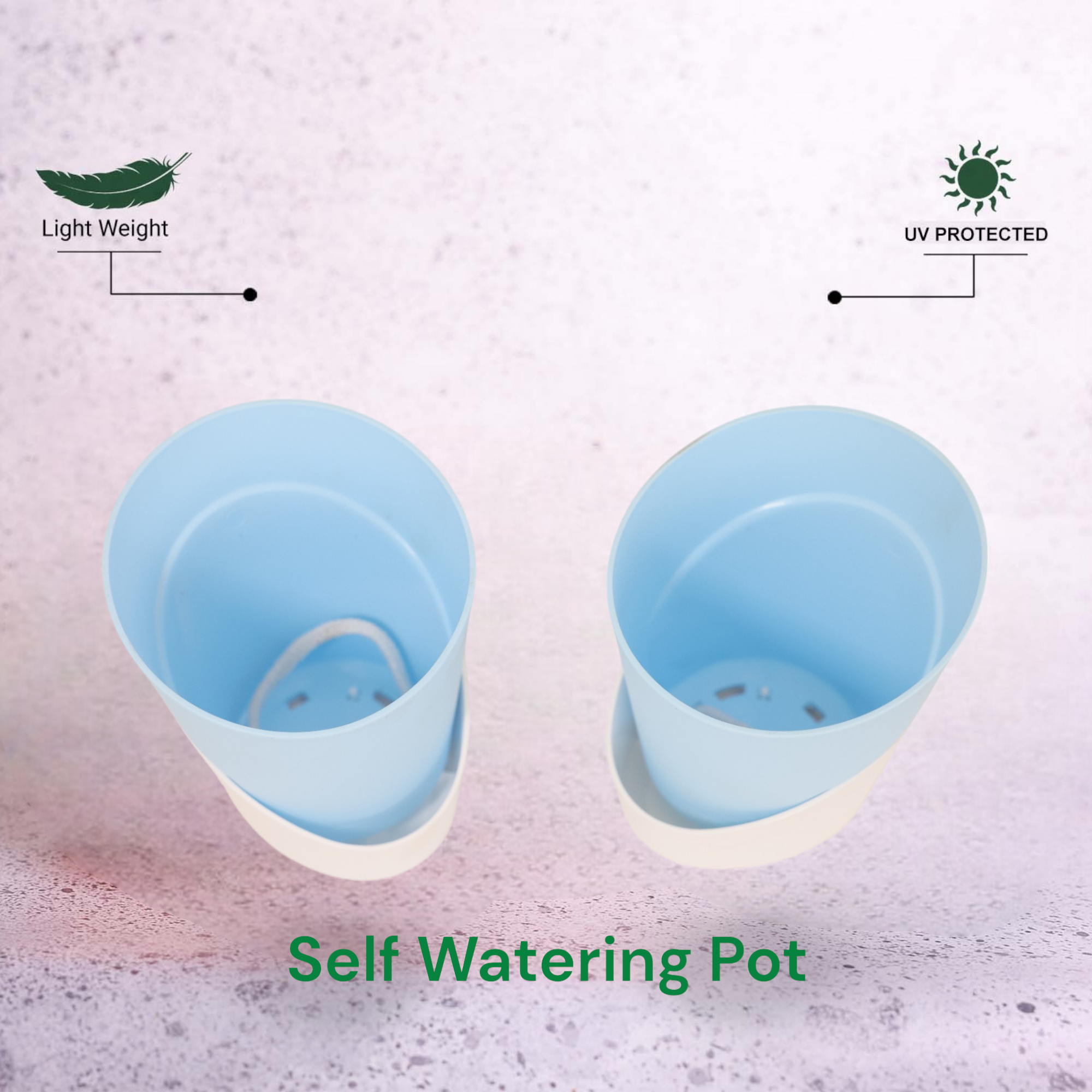 Pastel Blue Atlantis Self Water Pots | Pack of 2_2
