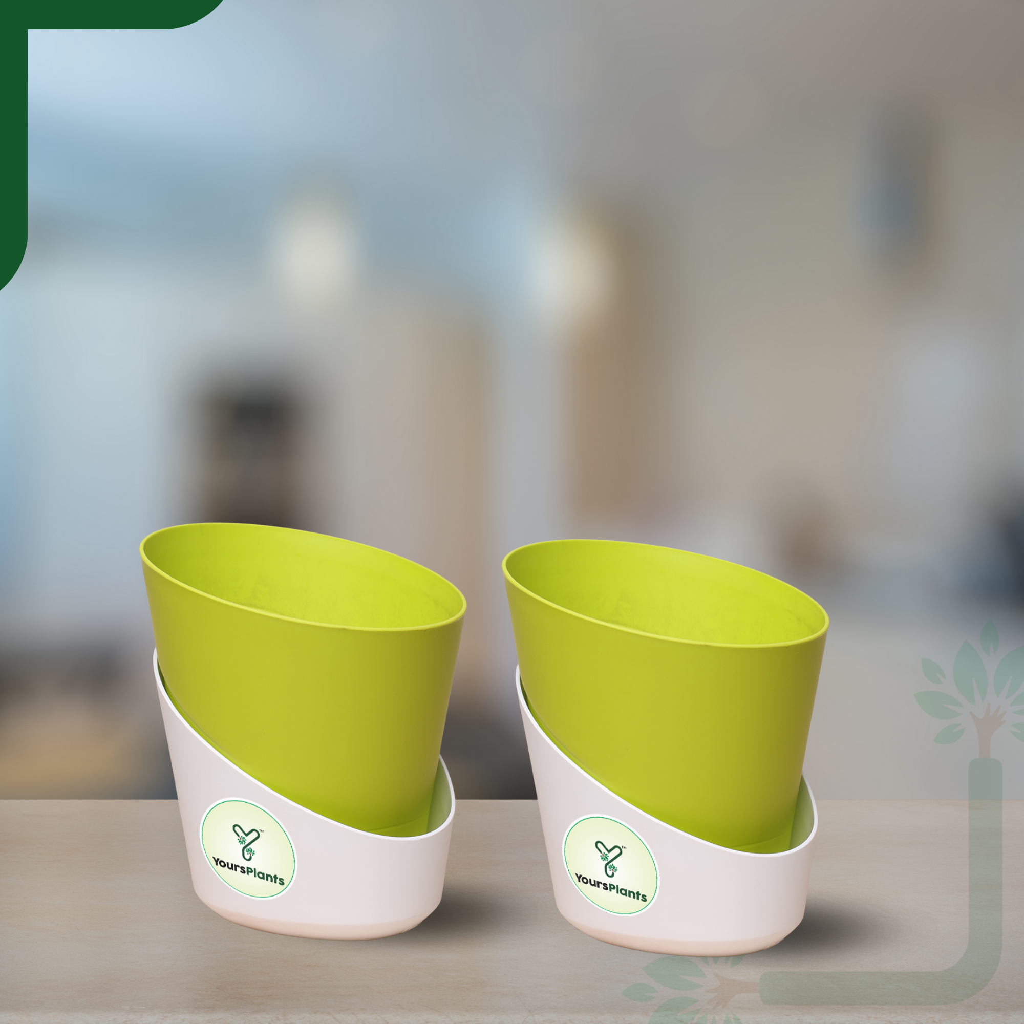 Lemon Green Atlantis Self Water Pots | Pack of 2 _0