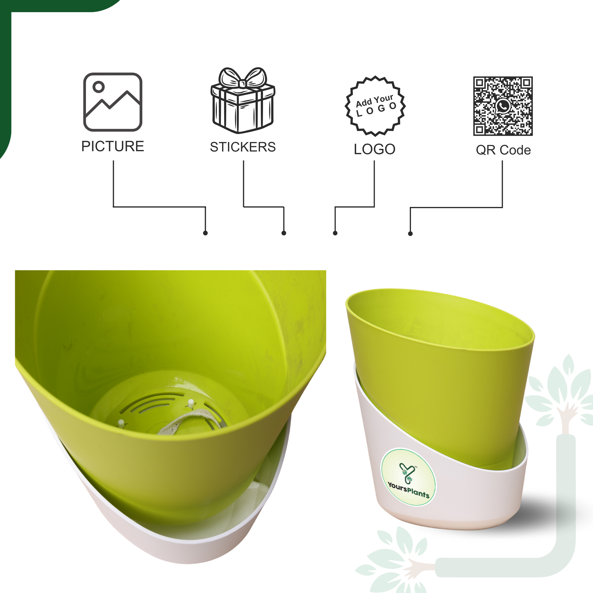 Lemon Green Atlantis Self Water Pots | Pack of 2 _2