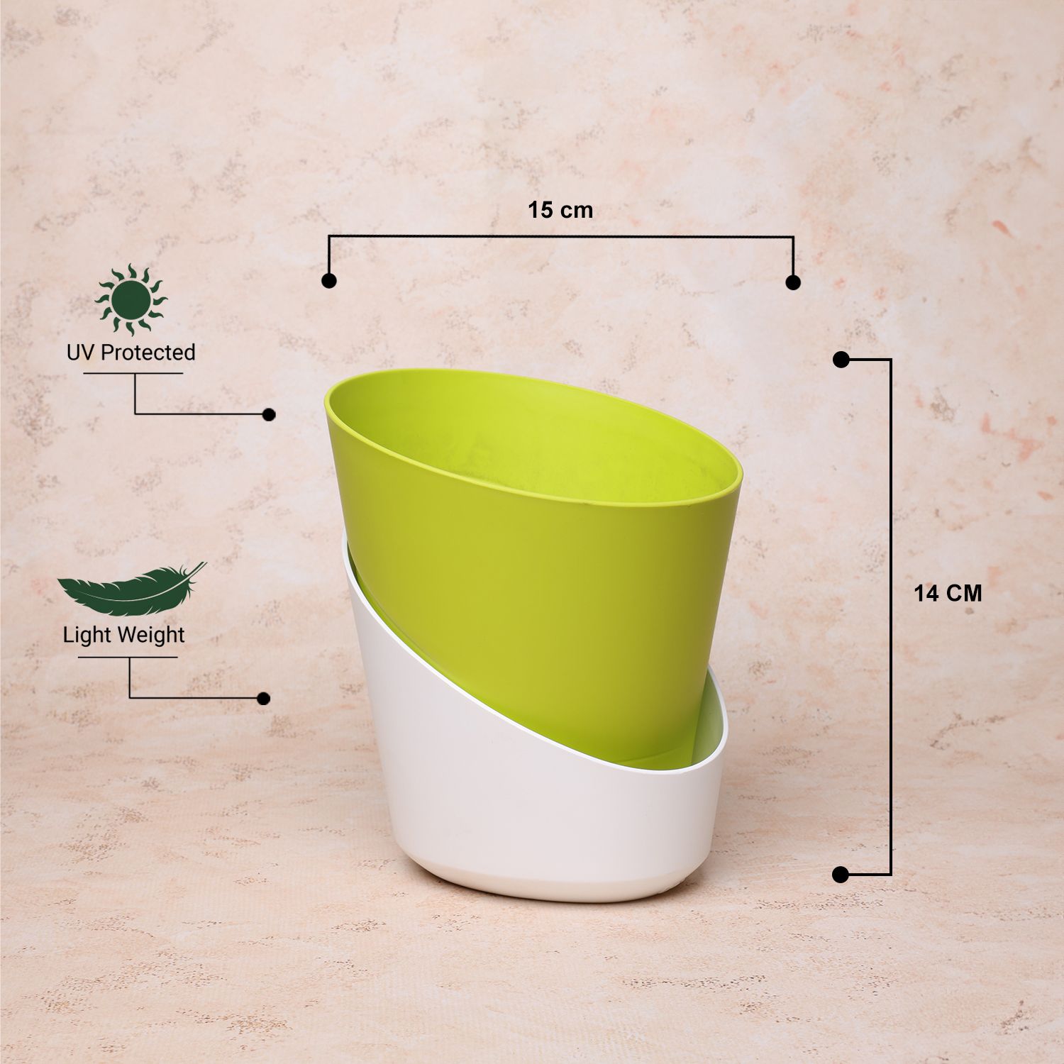 Lemon Green Atlantis Self Water Pots | Pack of 2 _7