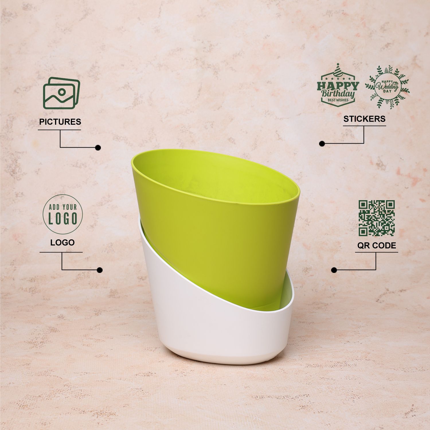 Lemon Green Atlantis Self Water Pots | Pack of 2 _5