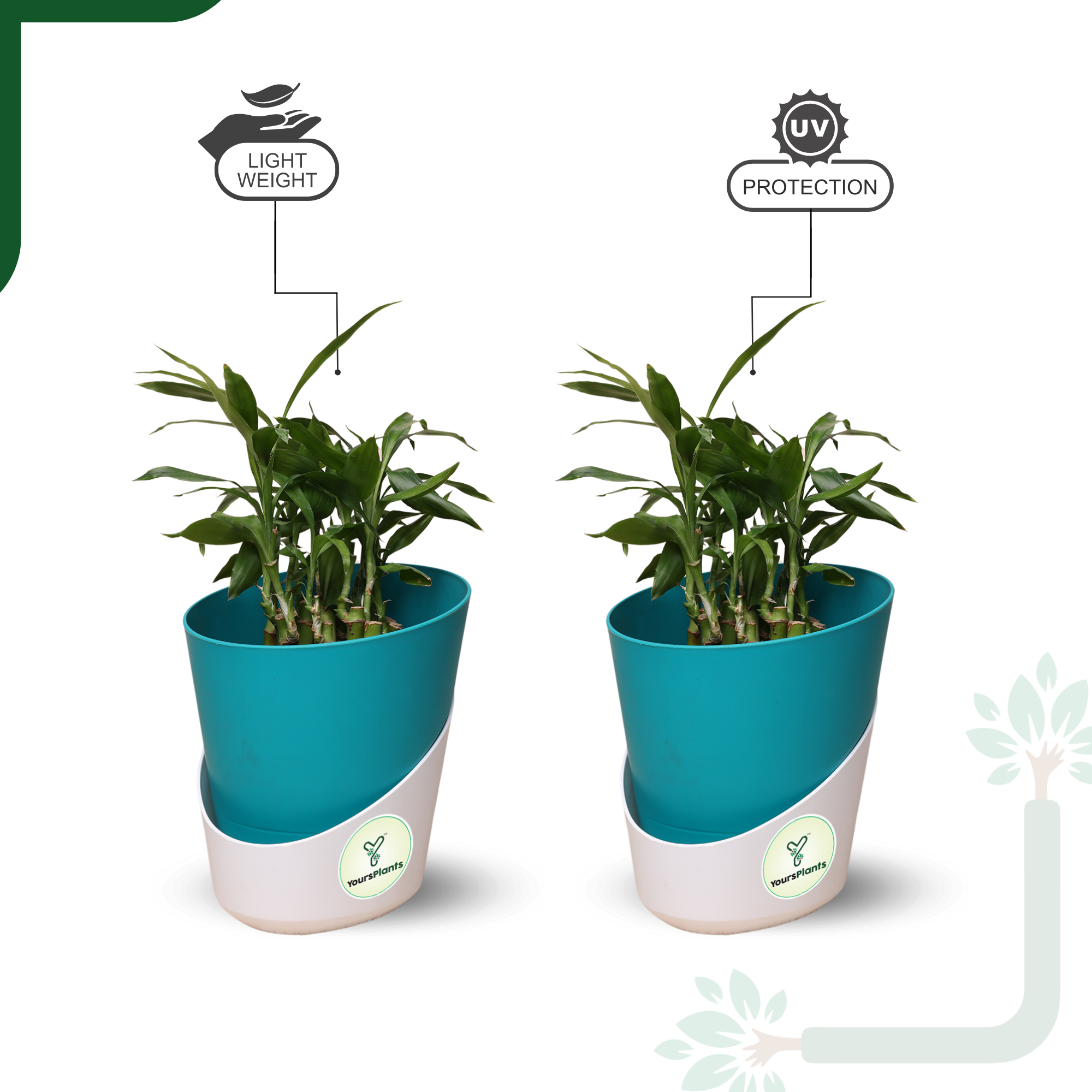 Teal Atlantis Self Water Pots | Pack of 2_1