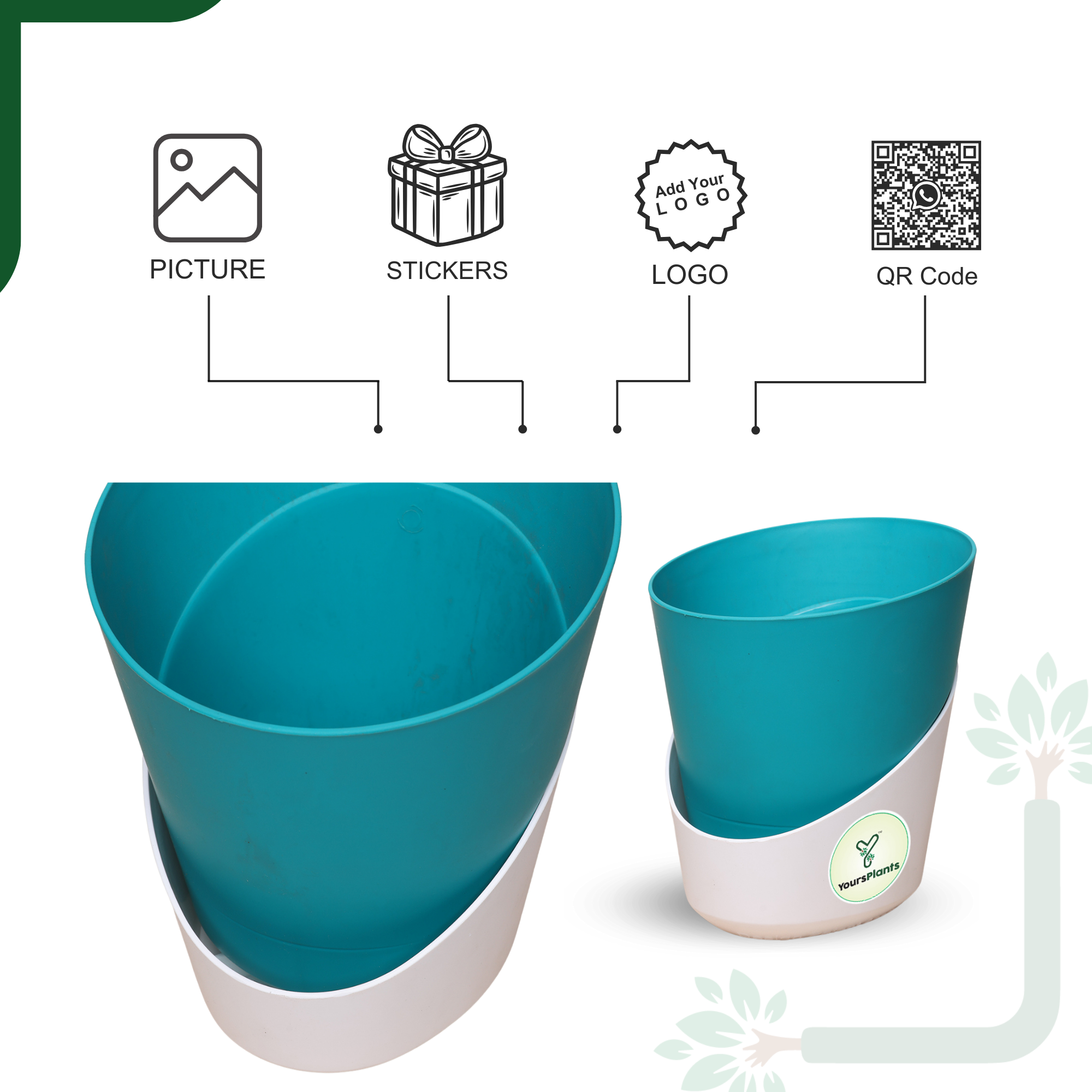 Teal Atlantis Self Water Pots | Pack of 2_2