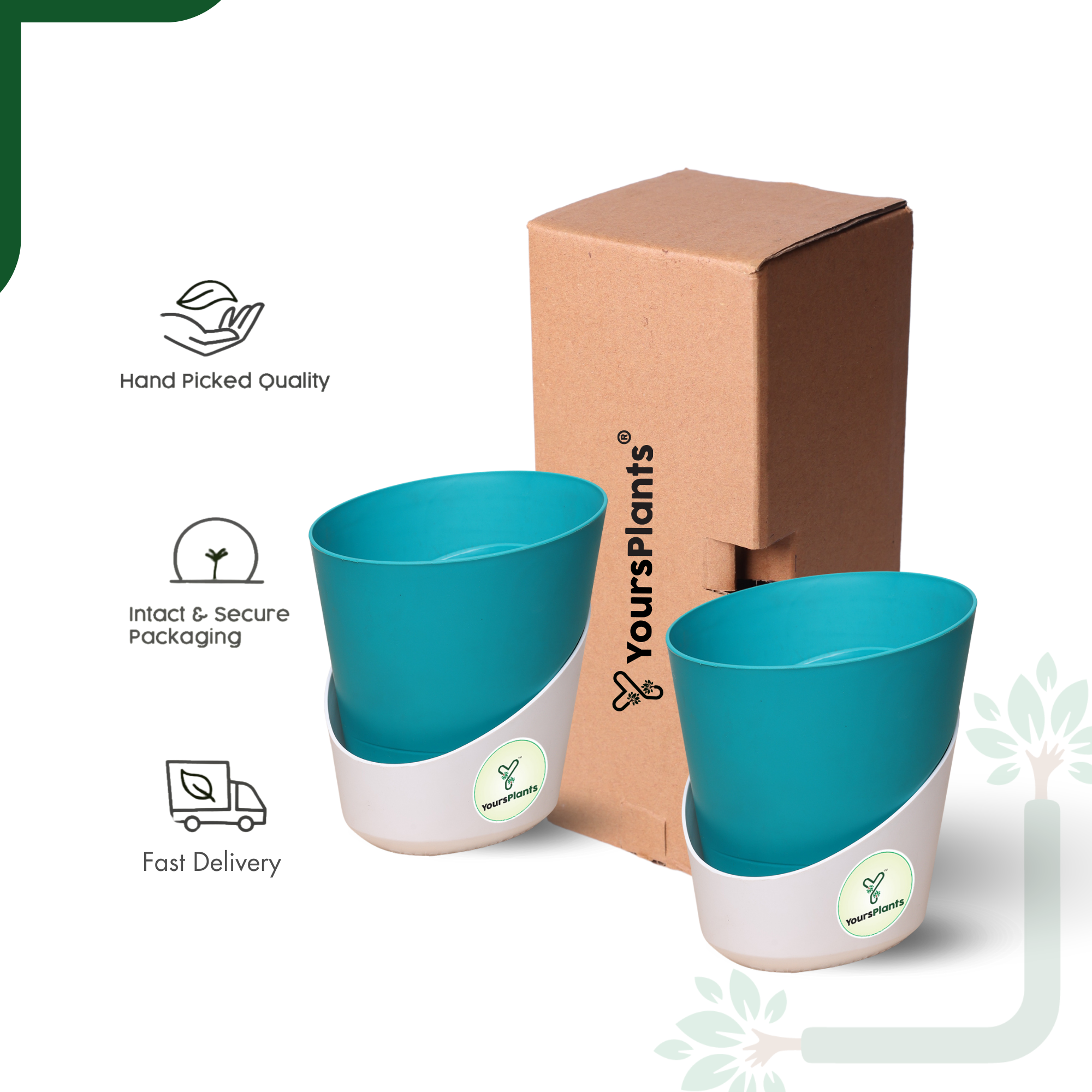 Teal Atlantis Self Water Pots | Pack of 2_3