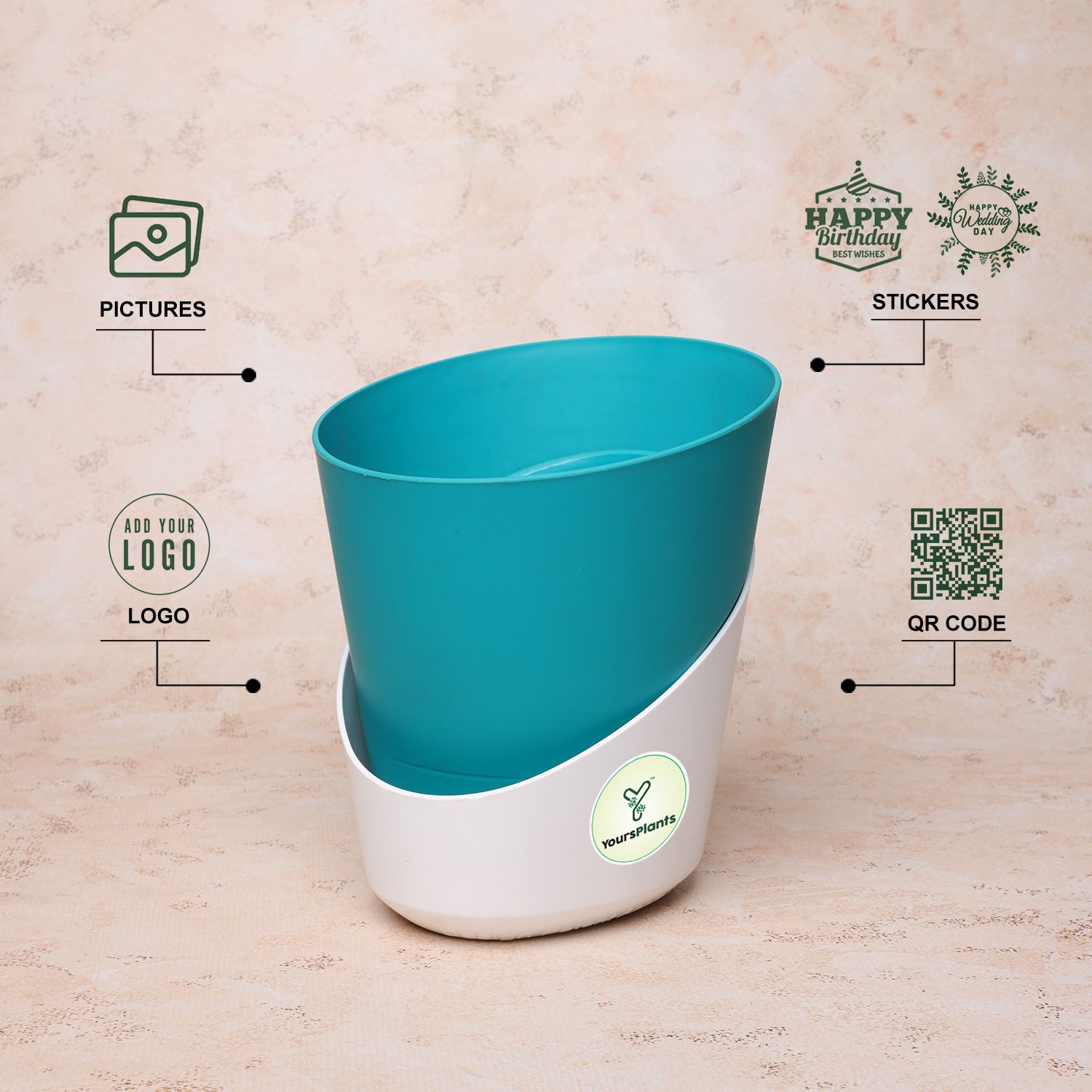 Teal Atlantis Self Water Pots | Pack of 2_5