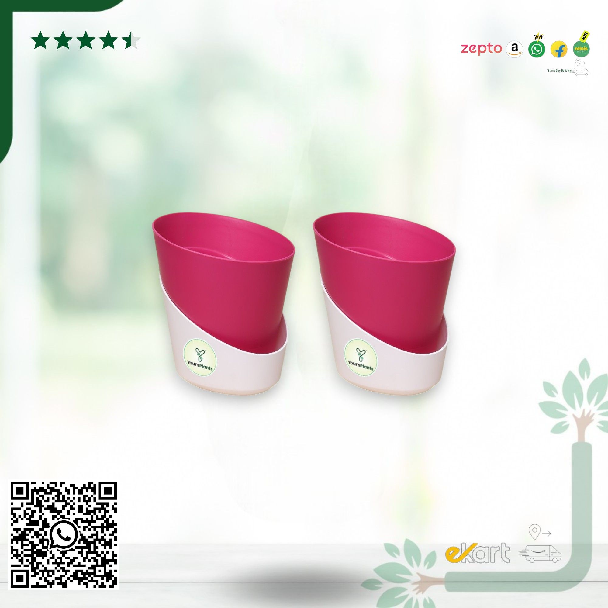 Pink Atlantis Self Water Pots | Pack of 2_6