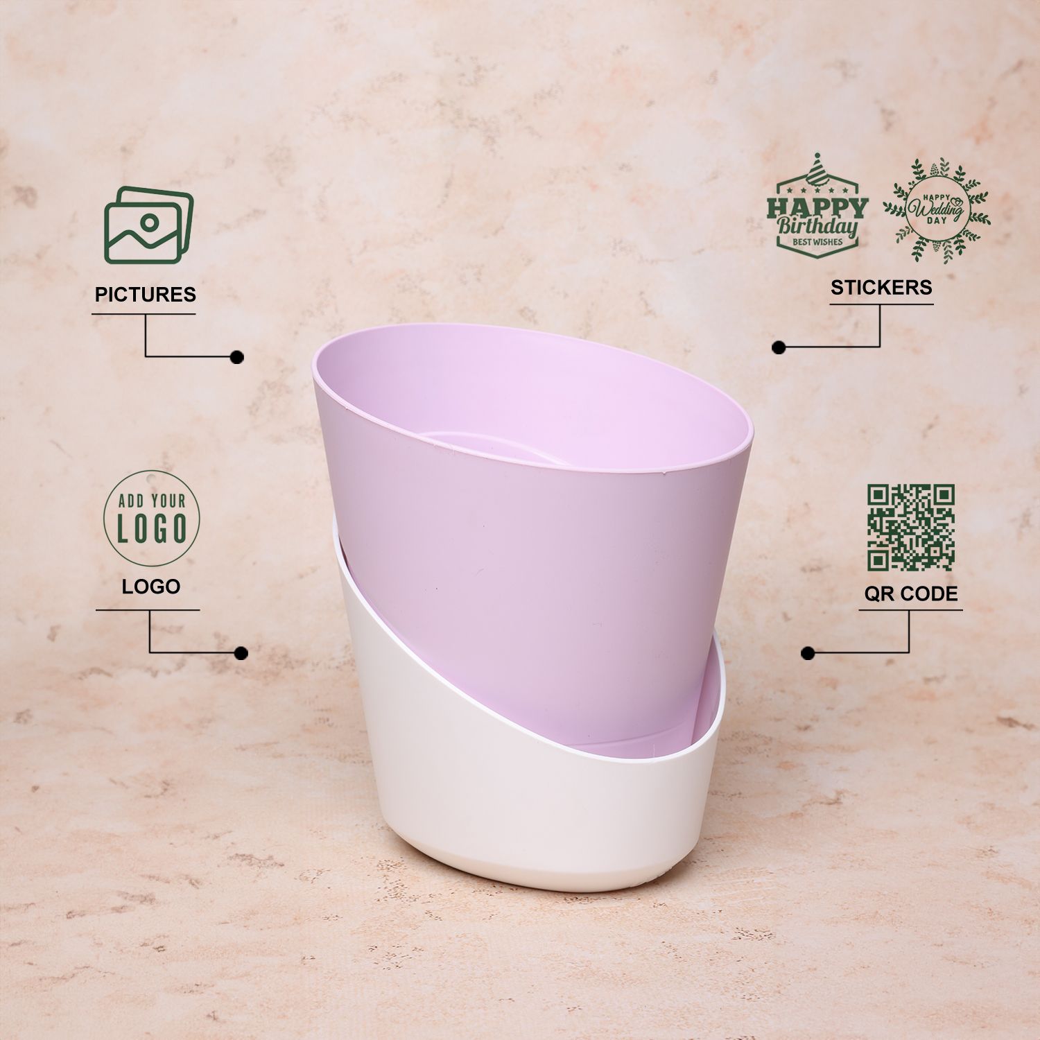 Pastel Pink Atlantis Self Water Pots | Pack of 2_1