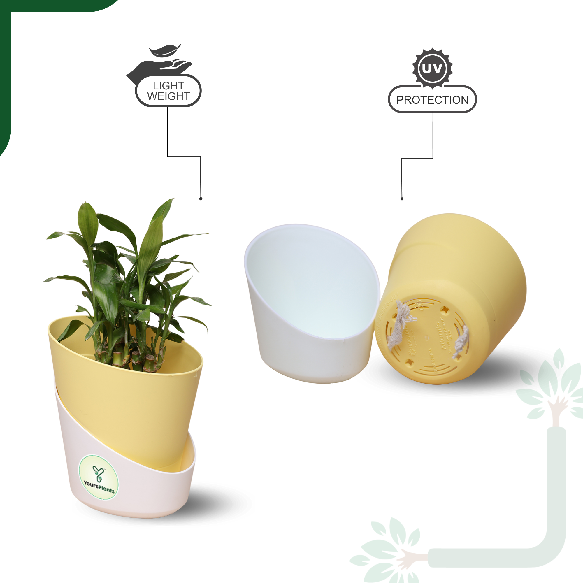 Pastel Yellow Atlantis Self Water Pots | Pack of 2_1
