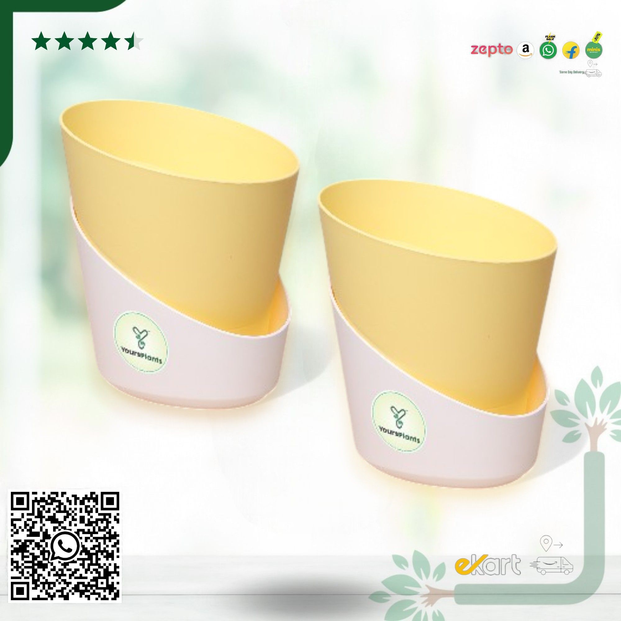 Pastel Yellow Atlantis Self Water Pots | Pack of 2_5