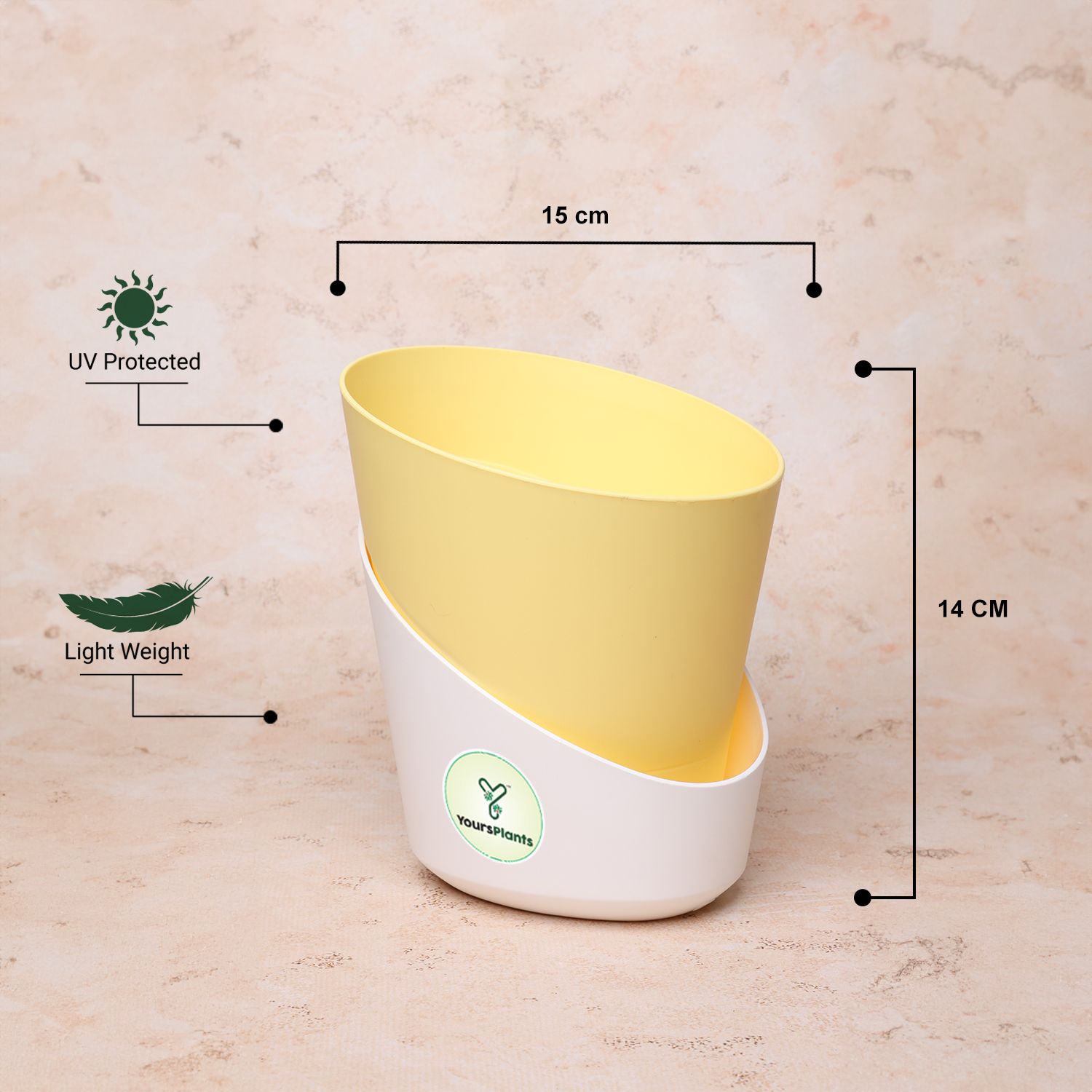 Pastel Yellow Atlantis Self Water Pots | Pack of 2_7