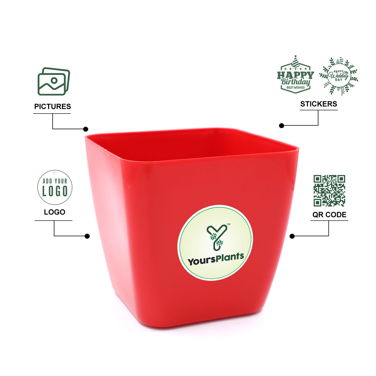 Siena Square Planters | Pack of 2 | Red Pot_2