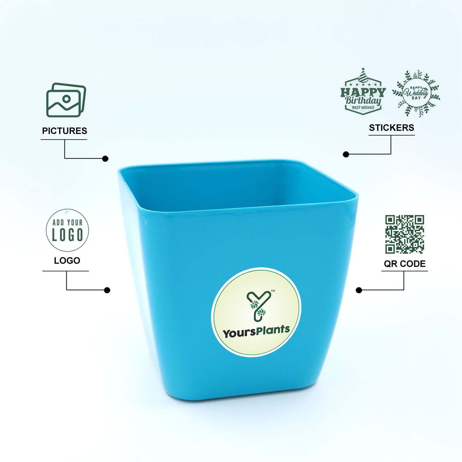 Siena Square Planters | Pack of 2 | Blue Pot_4