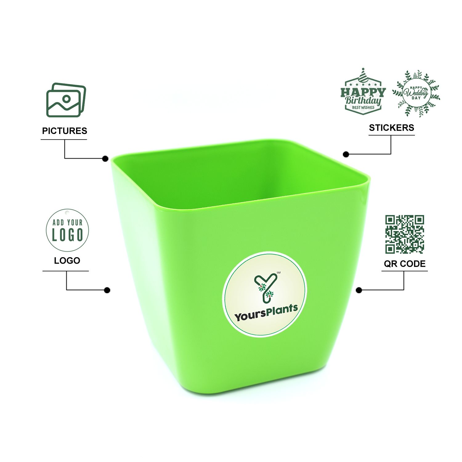 Siena Square Planters | Pack of 2 | Green Pot _4