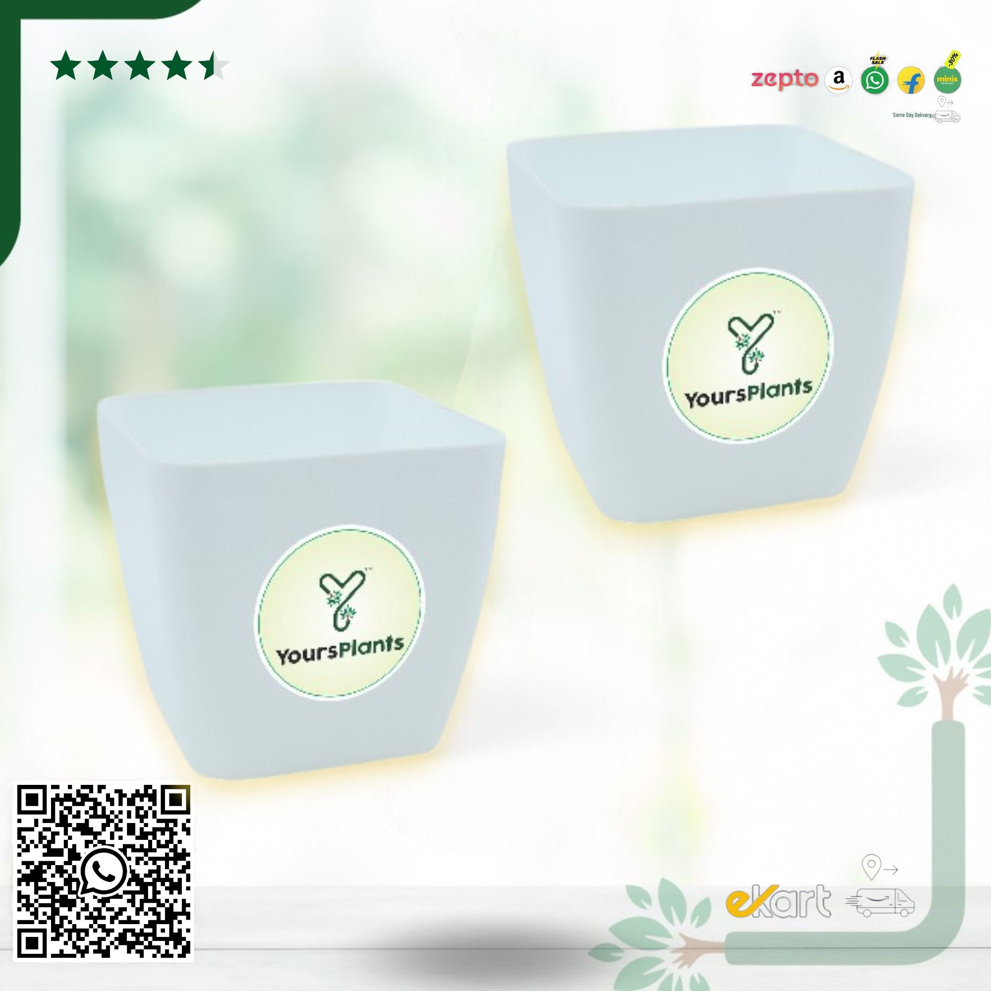 Siena Square Planters | Pack of 2 | White Pot_0
