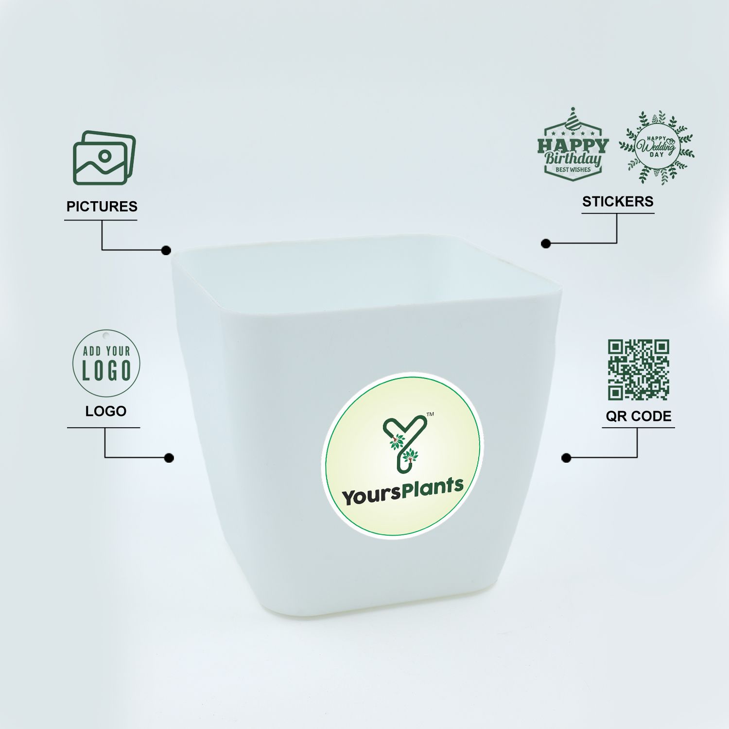 Siena Square Planters | Pack of 2 | White Pot_4