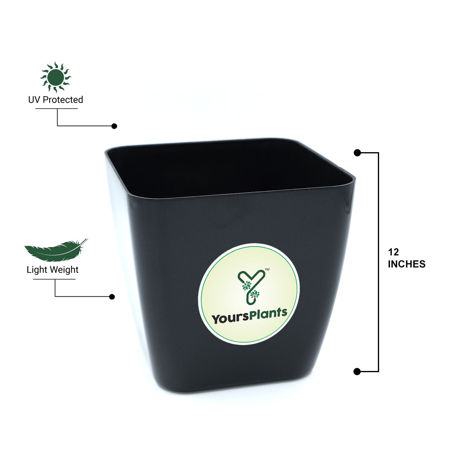Siena Square Planters | Pack of 2 Black Pot_4