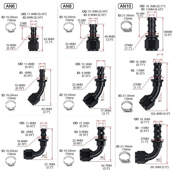 Universal AN6 Push-on Straight Reusable Hose End Fittings (10005282)_4