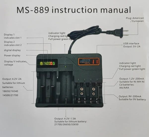 Multiple Slot AC220v Powered Lithium 18650/21700/26650/32650 Charger (10006059)_2