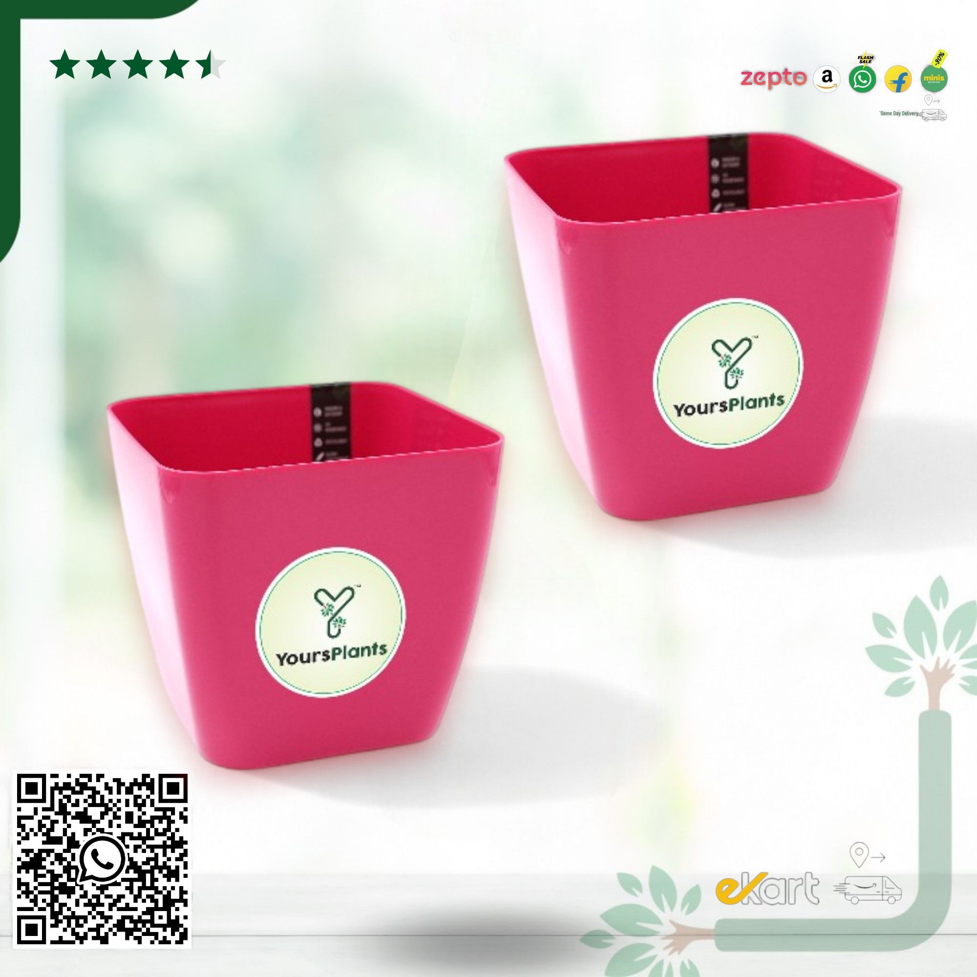 Siena Square Planters | Pack of 2 Pink Pot_0