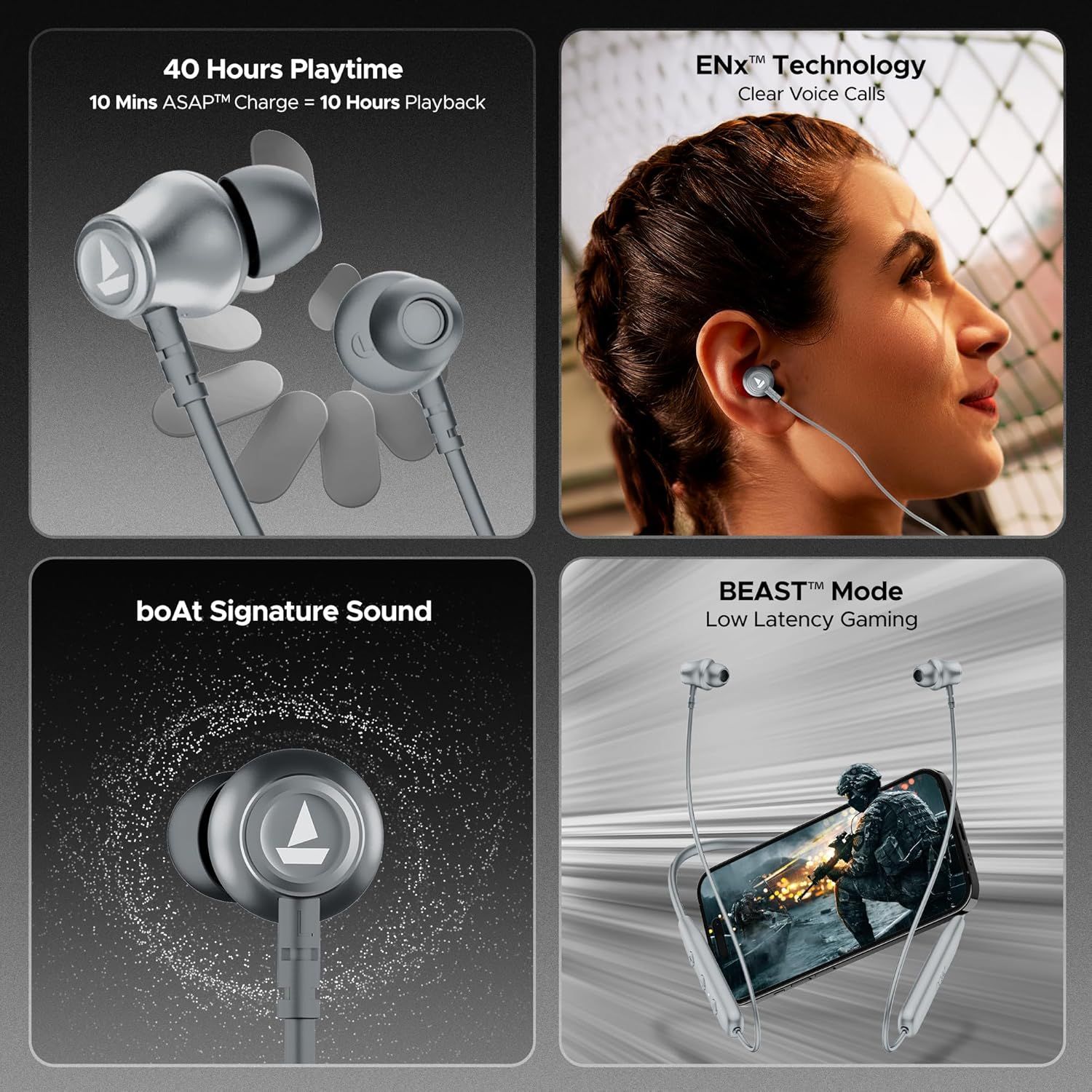 BoAt Rockerz 111 Neckband - Ash Grey (Bluetooth Wireless Neckband with Up to 40 Hrs Playtime, Dual Device Pairing,_1
