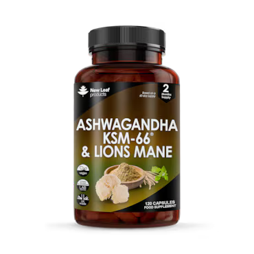 New Leaf Products Ashwagandha Ksm-66 And Lions Mane Capsules 120 Capsules_0