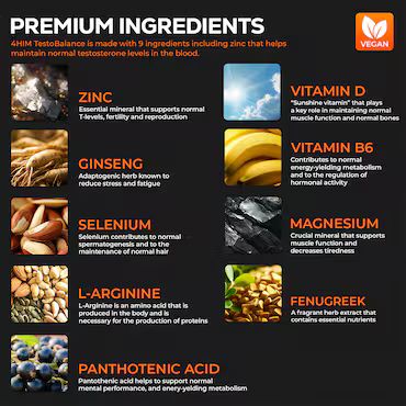 4Him Testobalance Testosterone Supplements For Men 60 Vegan Tablets_4