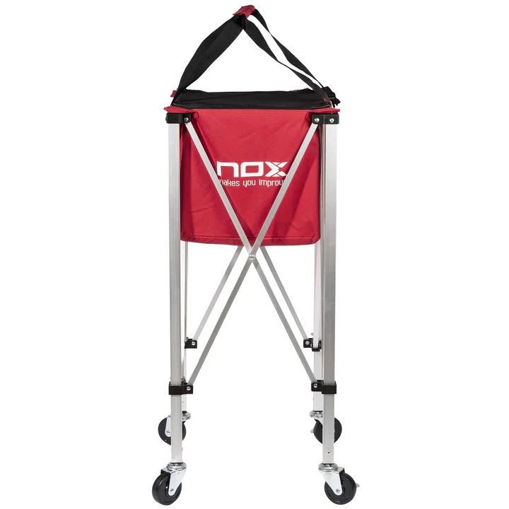 NOX Foldable Ball Basket With Wheels, Red_1