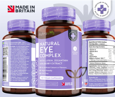 Natural Eye Complex 90 Vegan Capsules with Bilberry, Lutein & Zeaxanthin._1