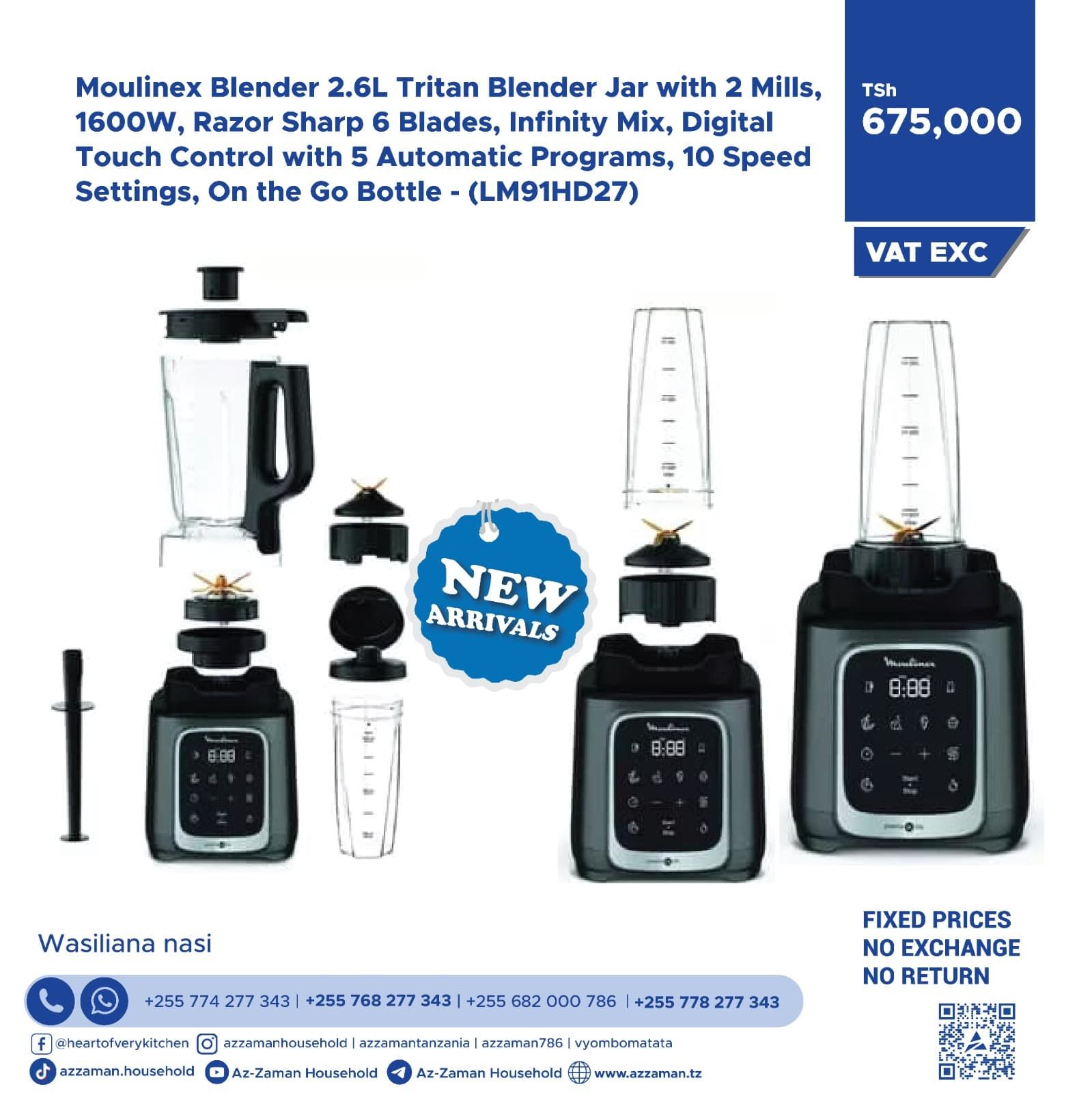 Moulinex Blender 2.6L Tritan Blender Jar with 2 mills_1