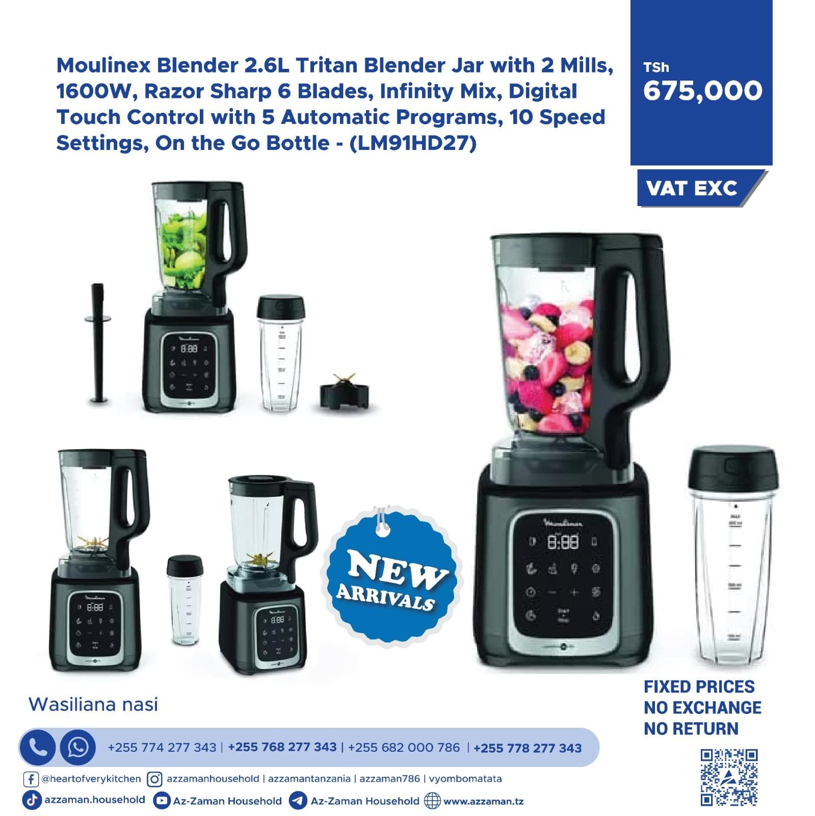 Moulinex Blender 2.6L Tritan Blender Jar with 2 mills_0