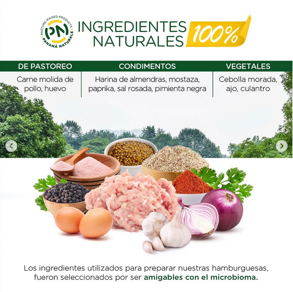Panama Naturals – Chicken Burger 4 quarter-pound patties, total 1 lb / Hamburguesa de Pollo  4 unidades de cuarto de libra_4