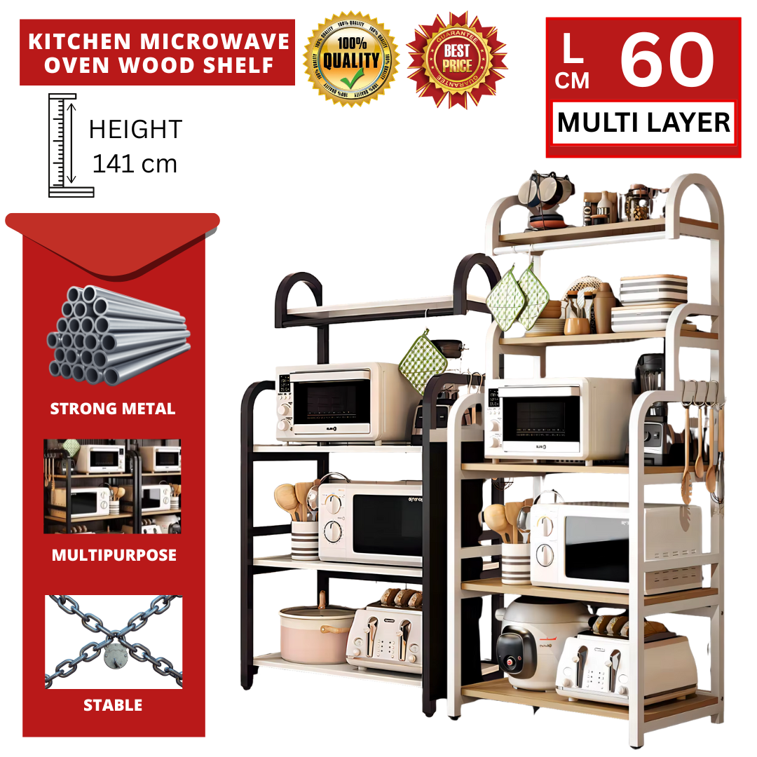 KITCHEN MICROWAVE OVEN WOOD SHELF (RAK DAPUR BERTINGKAT)_0
