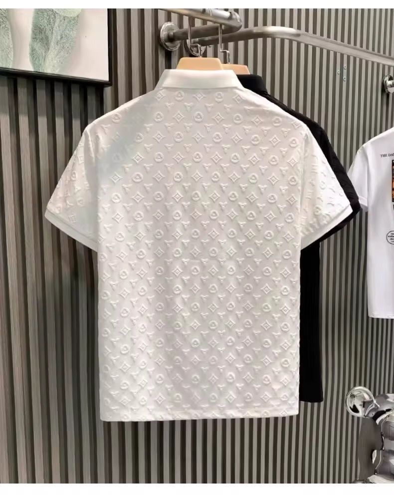 Luxury Brand Men's Retro Thin Polo Shirt T-shirt Designer Clothing Blank Jacquard Pattern Short Sleeve Business Summer_3