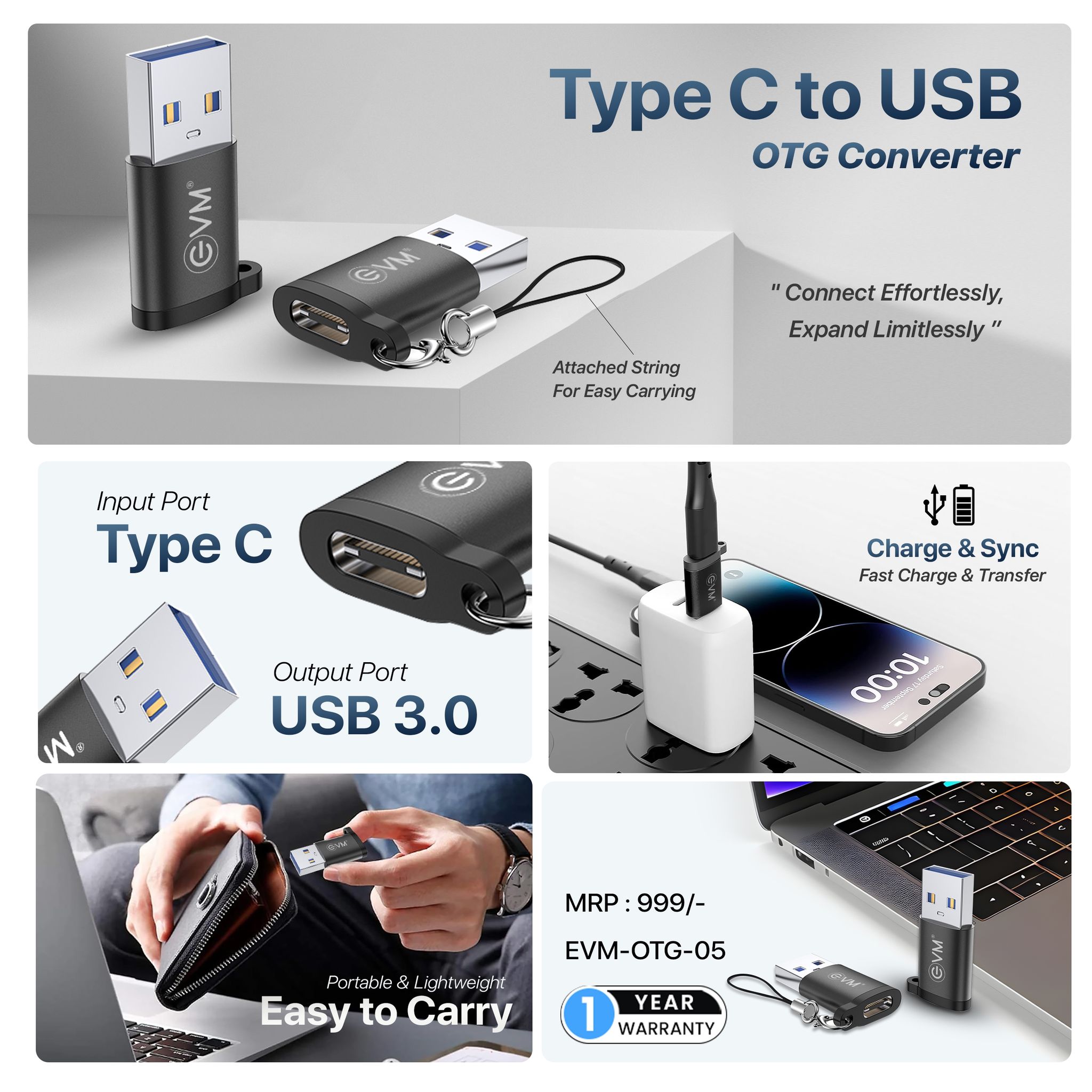 EVM-OTG-05 Type-C to USB OTG Converter Aluminum Alloy Body_1
