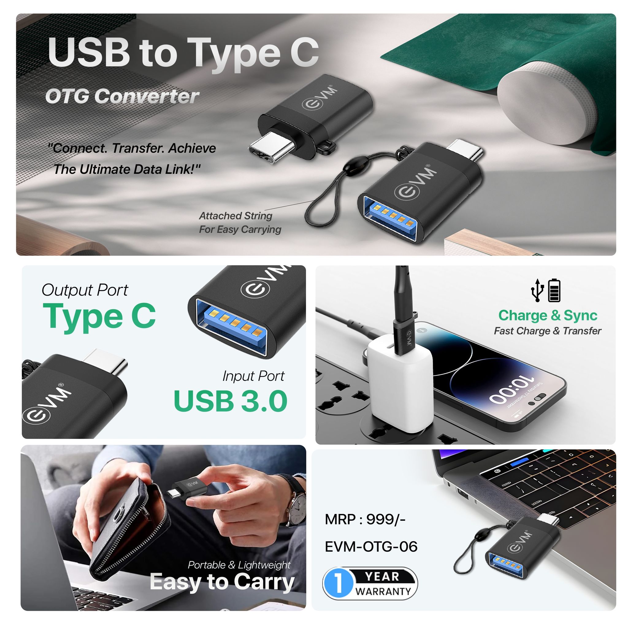 EVM-OTG-06 USB To Type-C OTG Converter Aluminum Alloy Body_2