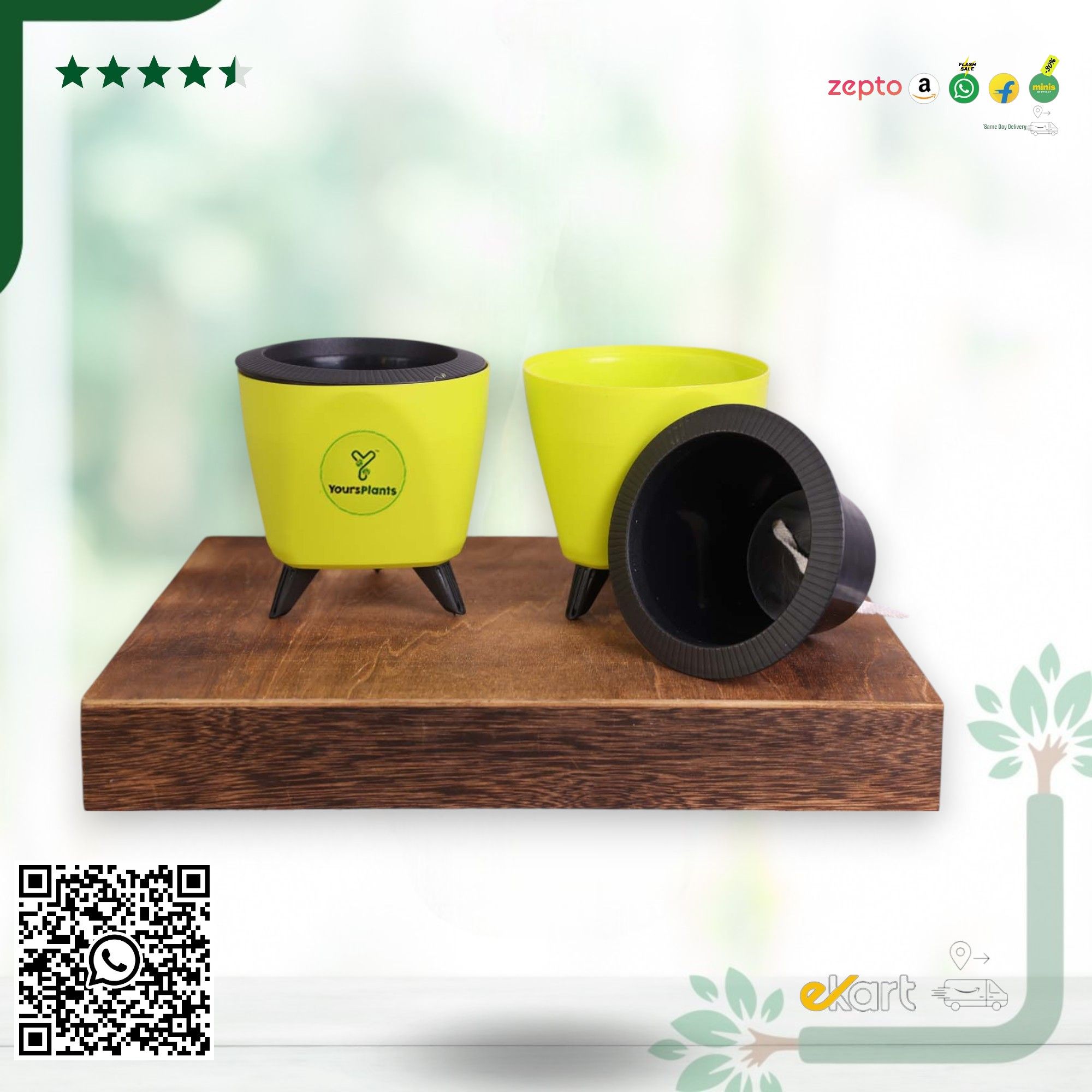 Lemon Lagos Self Watering Pot, Pack of 2_0