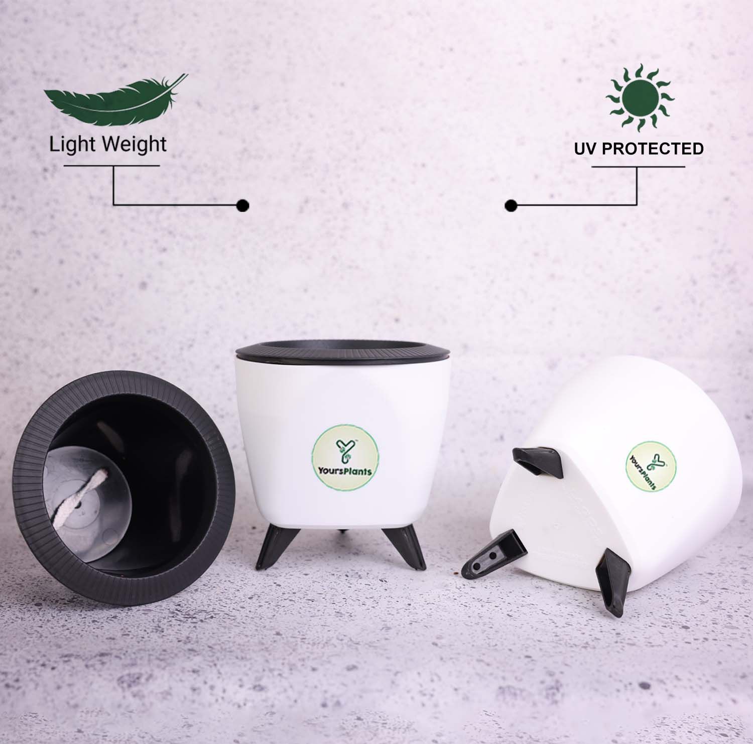 White Lagos Self Watering Pot, Pack of 2_2